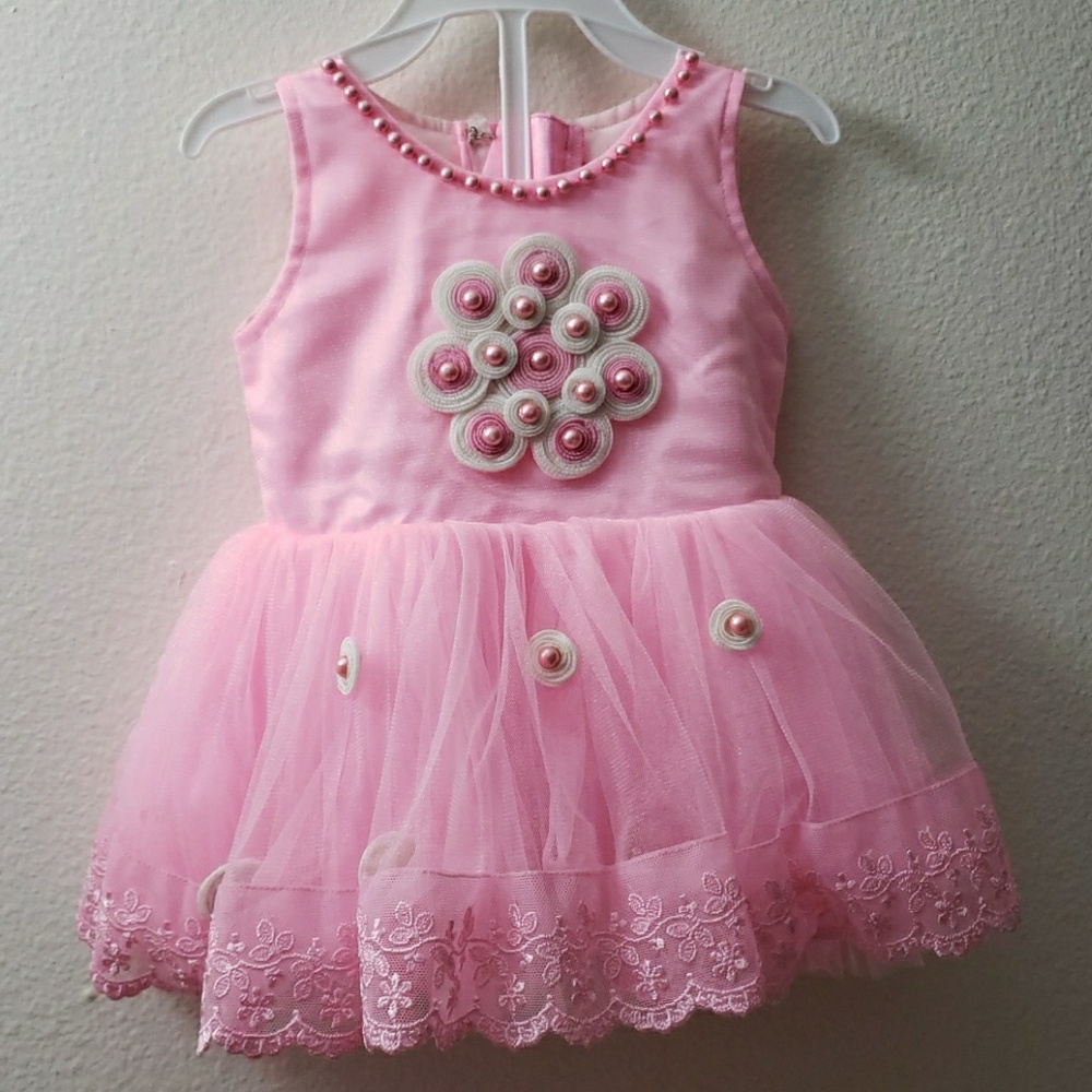 Pink princess dress with lace detailing